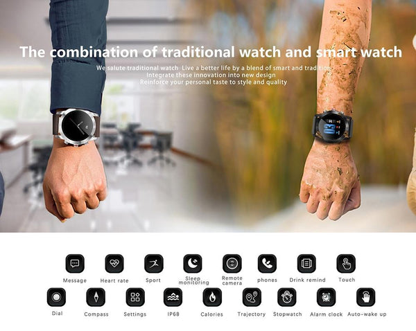 New Smart Watch 1.3'' IP68 Waterproof Bluetooth 4.2 Smartwatch Heart Rate Monitoring Compass Sport Watch For Android iOS