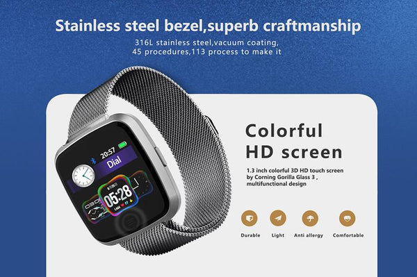 New Metallic Bluetooth Waterproof Wristband Sport Heart Rate Monitor Smartwatch For Android IOS