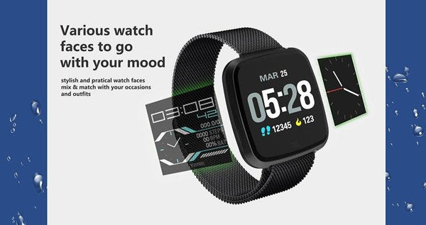 New Metallic Bluetooth Waterproof Wristband Sport Heart Rate Monitor Smartwatch For Android IOS