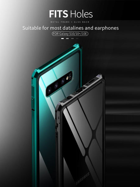 New Luxury Metal Armor Cover Case Frame Shell Bumper Back Clear Glass For Samsung S10 Note 10 Plus