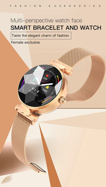 New Luxury Lady's Bluetooth Smart Watch Bracelet Waterproof Fitness Heart Rate Blood Pressure Tracker For iPhone Androids