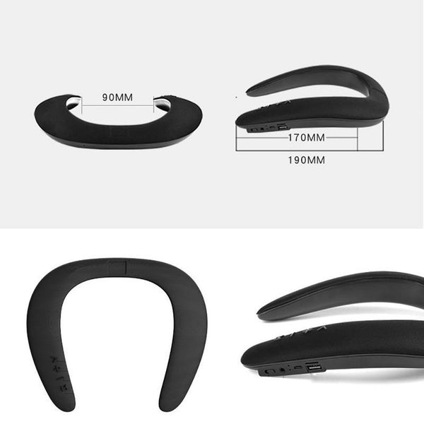 New 5D Stereo Wireless Bluetooth Wearable Sport Neck Ring Microphone Speaker For iOS Android Windows