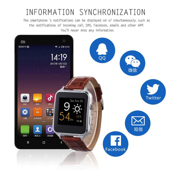 New Leather Band Bluetooth Smart Watch With Gesture Control Heart Rate Monitor Anti-Lost 30W Camera For iPhone Android