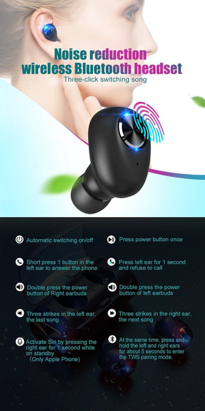 New Wireless Bluetooth Noise Cancelling Earbuds TWS Stereo Earphones With Mic Charging Box