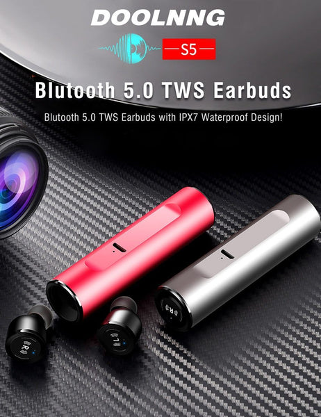 New TWS Wireless Bluetooth 5.0 Earphone IPX7 Waterproof Headset Stereo Earbuds Microphone With Charging Case