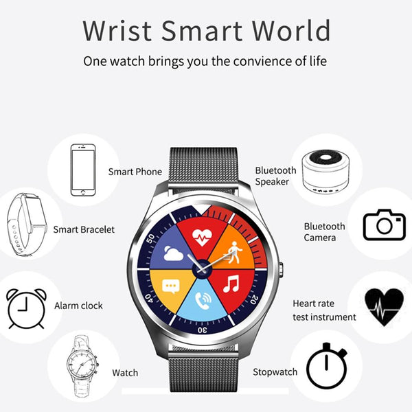 New Metallic Sport Smart Watch Men Heart Rate Blood Pressure Monitor Smartwatch for Android IOS