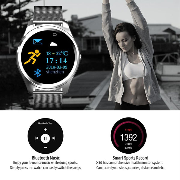 New Metallic Sport Smart Watch Men Heart Rate Blood Pressure Monitor Smartwatch for Android IOS