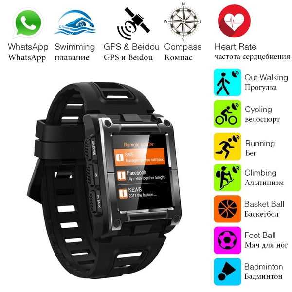New IP68 Waterproof GPS Compass Bluetooth Smart Watch Heart Rate Monitor For iPhone Android