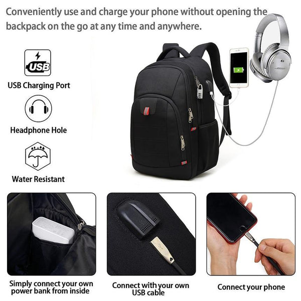 New Multifunctional Anti-Theft 17" Large Capacity Computer USB Charging Travel Backpack Mochilla