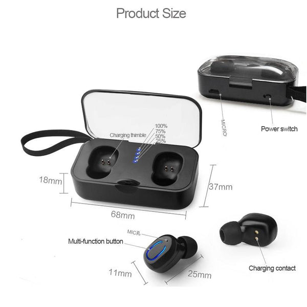 New Bluetooth 5.0 TWS Mini Wireless Earbuds Stereo Deep Bass Headset With Charging Box For iPhone Android