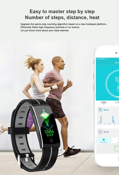 New Fitness Bracelet IP68 Waterproof Heart Rate Blood Pressure Monitoring Fitness Tracker Watch For Android iOS