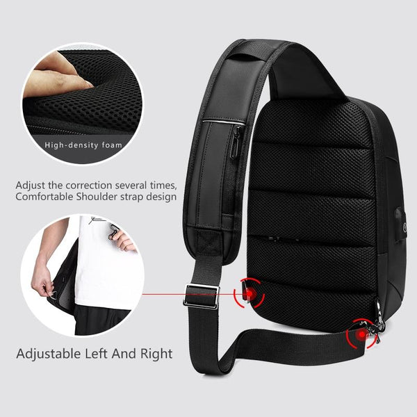 New 9.7 Inch Shoulder Bag Business Cross-Body USB Charging Chest Pack Messenger Bag For Tablet iPad