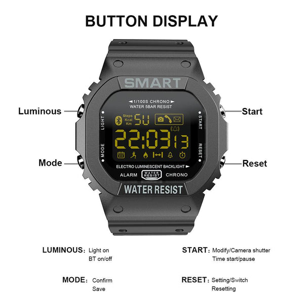 New Waterproof Rugged Sport Pedometer Digital Fitness Tracker Smartwatch For iPhone Android