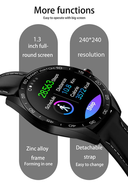 New Round Screen Heart Rate Blood Pressure Sleep Monitor Smartwatch Fitness Tracker Clock For iPhone Android