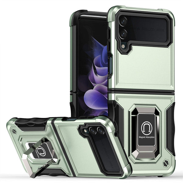 New Amor Case Drop Resistant Bumper With Magnetic Metal Ring Kickstand For Samsung Galaxy S23 S22 & Flip 3 4 Series